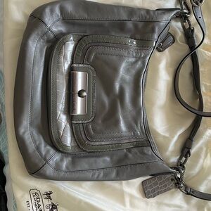 Coach Gray Leather Shoulder Bag